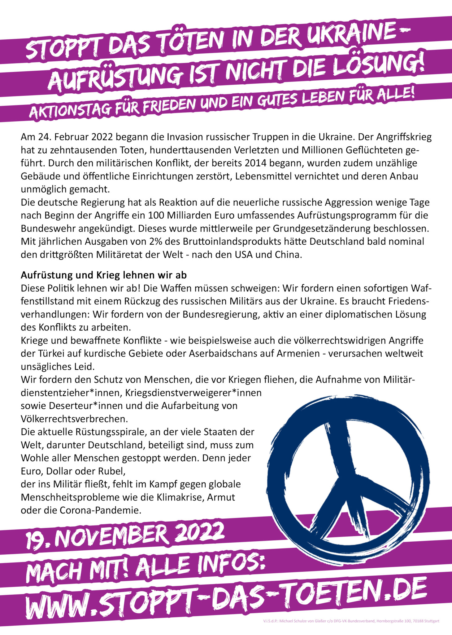 Samstag, 19. November 2022 Aktionstag-Aufruf